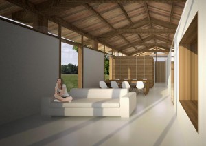 Interiores de la casa ecológica de madera